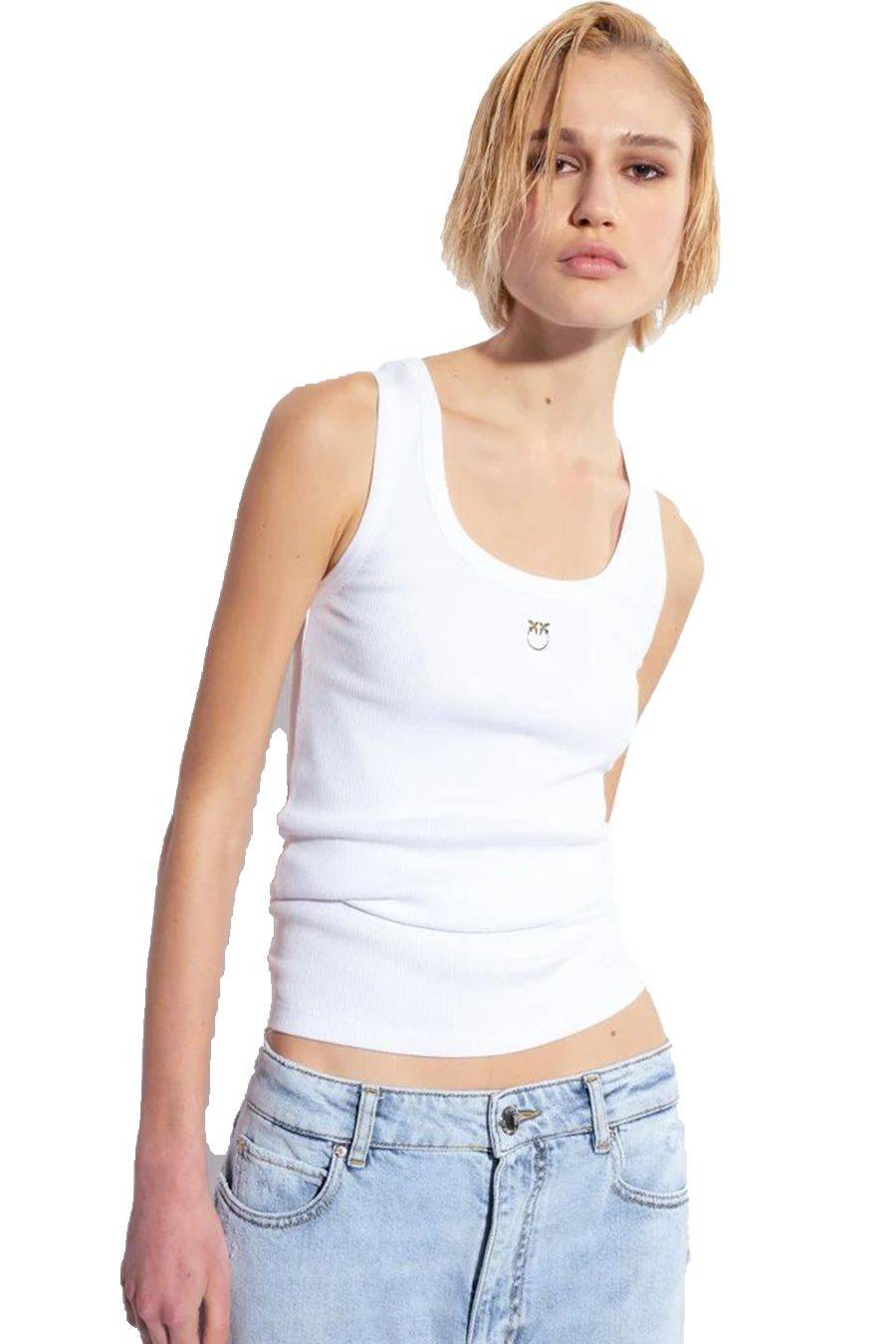 PINKO  Maglia PINKO In Cotone Elasticizzato Bianco - Top Donna