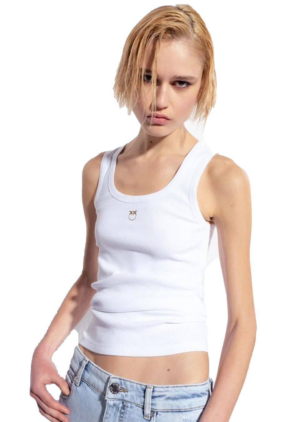 PINKO  Maglia PINKO In Cotone Elasticizzato Bianco - Top Donna