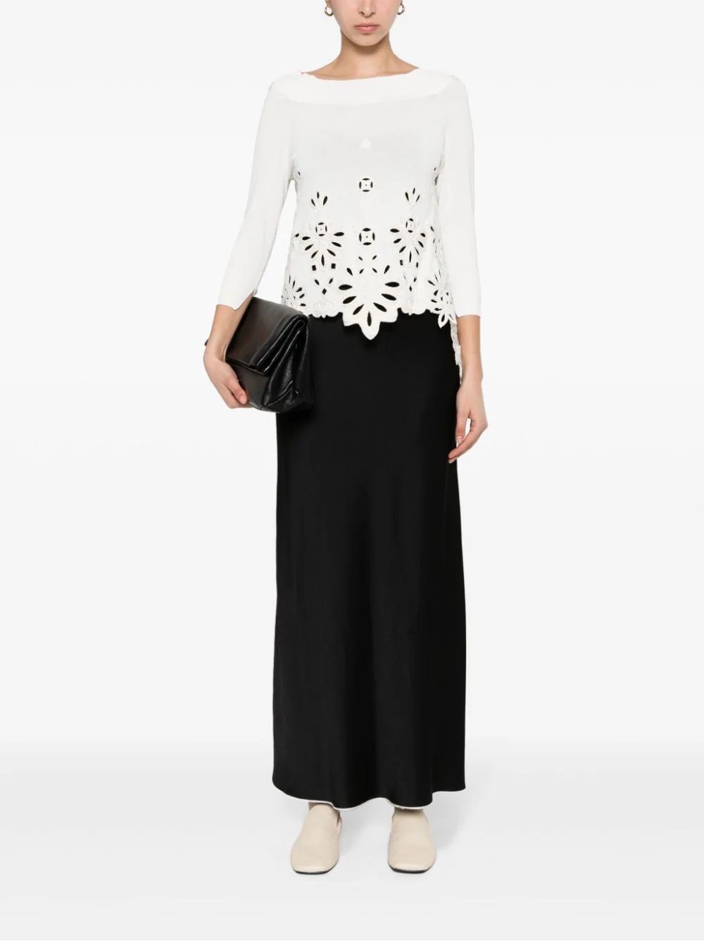 ERMANNO SCERVINO  Maglione Bianco Scollo A Barca Ermanno Scervino