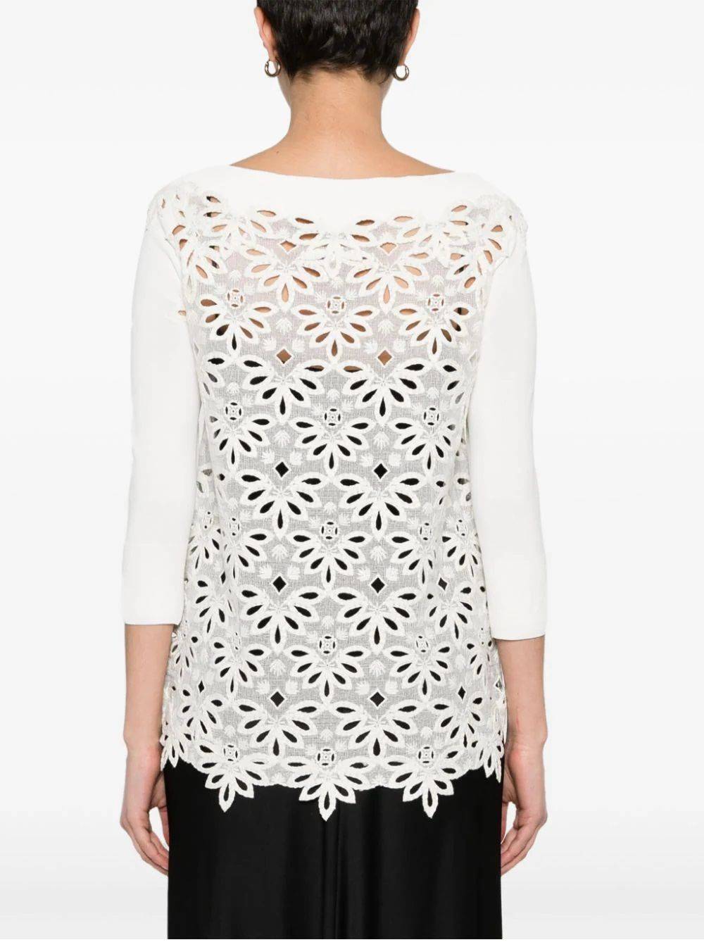 ERMANNO SCERVINO  Maglione Bianco Scollo A Barca Ermanno Scervino