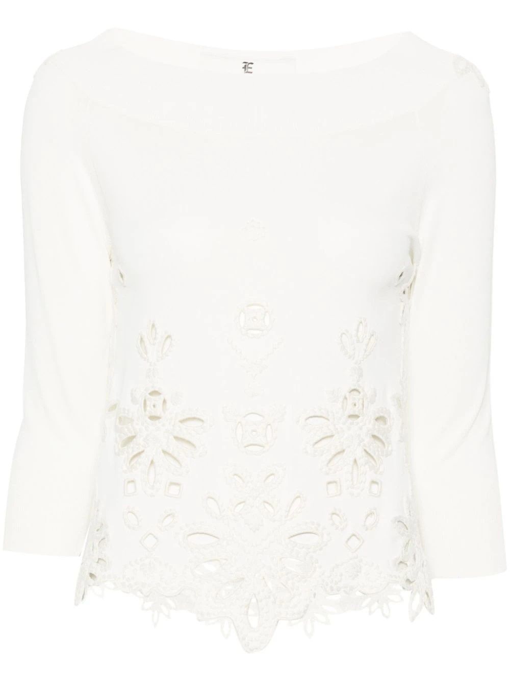 ERMANNO SCERVINO  Maglione Bianco Scollo a Barca Ermanno Scervino