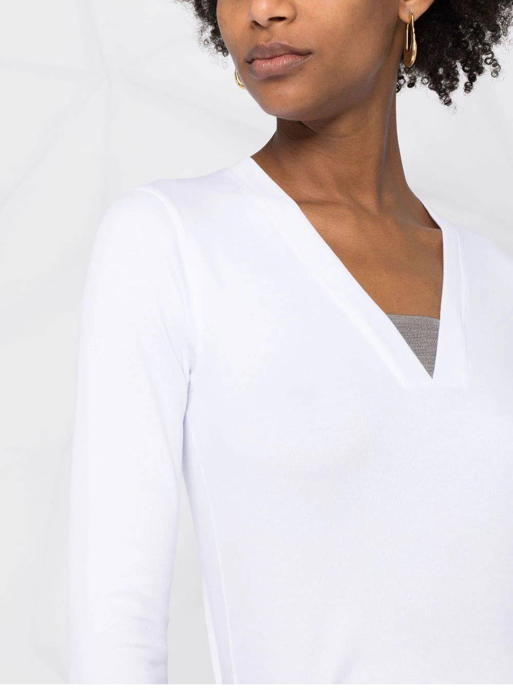 BRUNELLO CUCINELLI  Maglione Bianco Scollo A V BRUNELLO CUCINELLI Da Donna