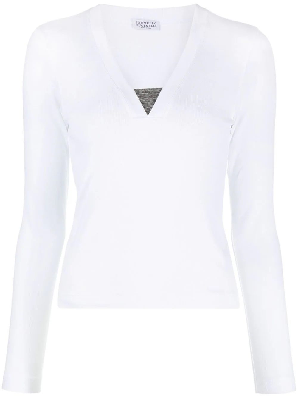 BRUNELLO CUCINELLI  Maglione Bianco Scollo a V BRUNELLO CUCINELLI da Donna