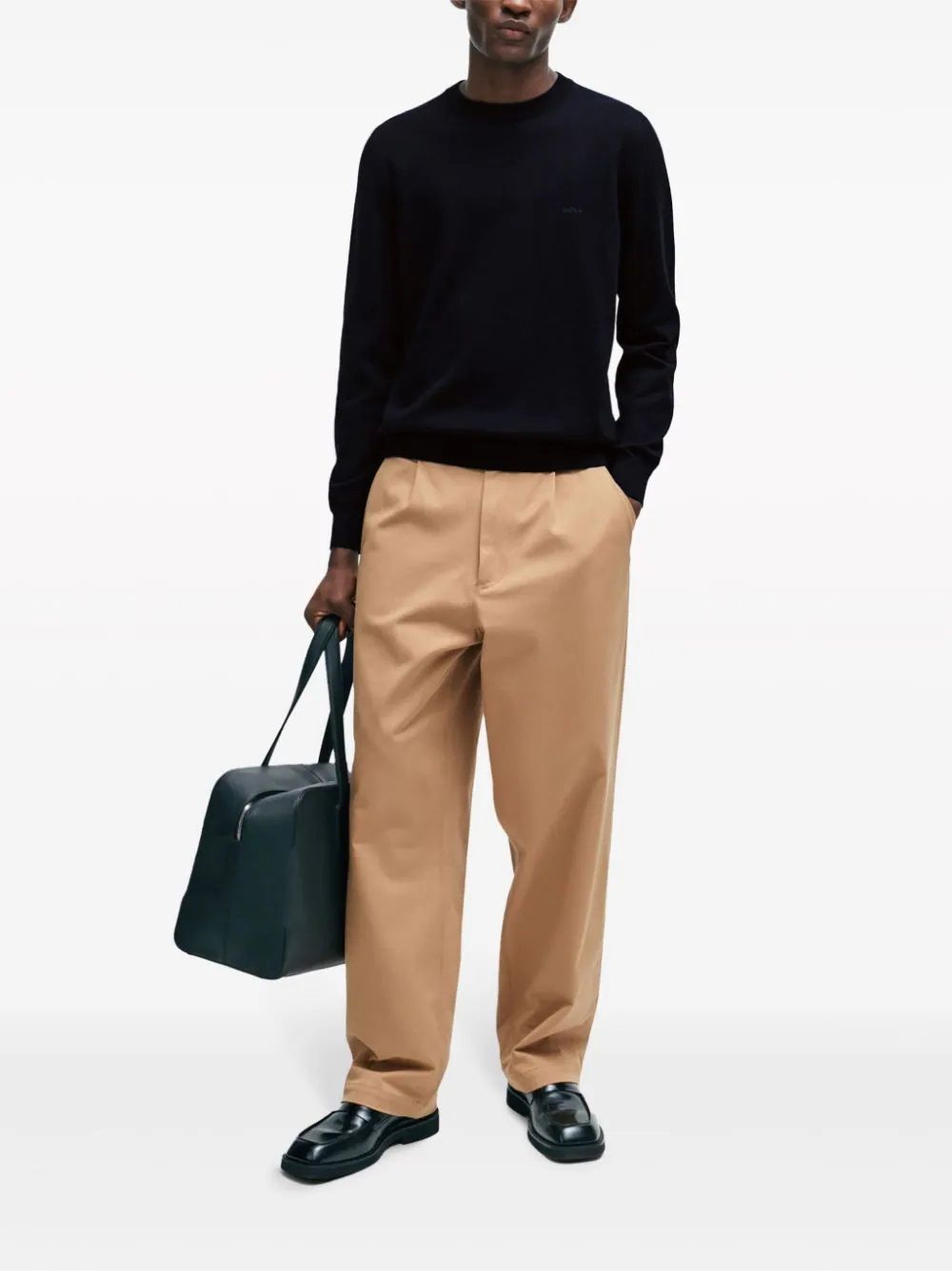 HUGO BOSS  Maglione Da Uomo Blu Scuro In Cotone 100% HUGO BOSS