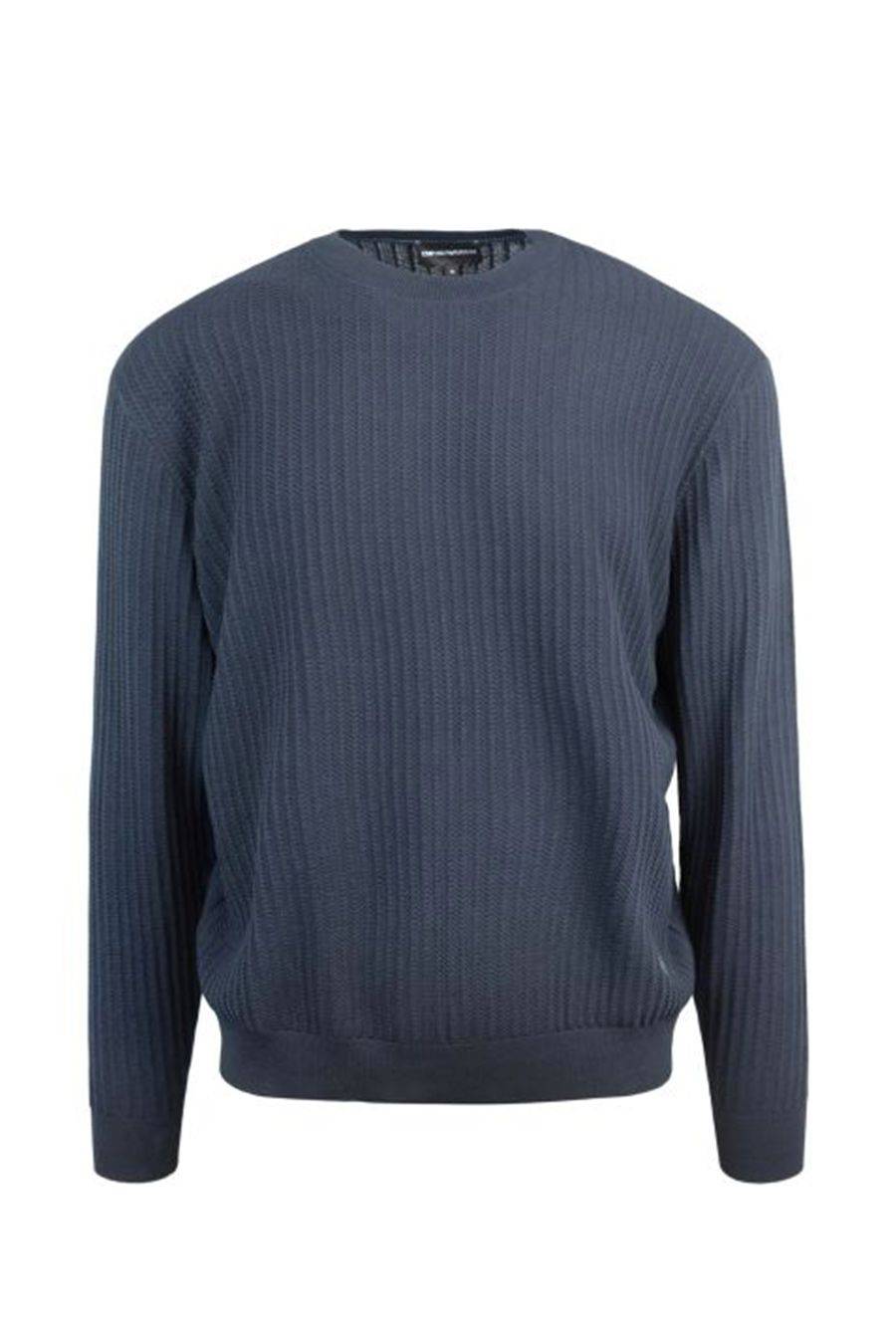 EMPORIO ARMANI  Maglione di Cotone Azzurro Cielo Emporio Armani Uomo