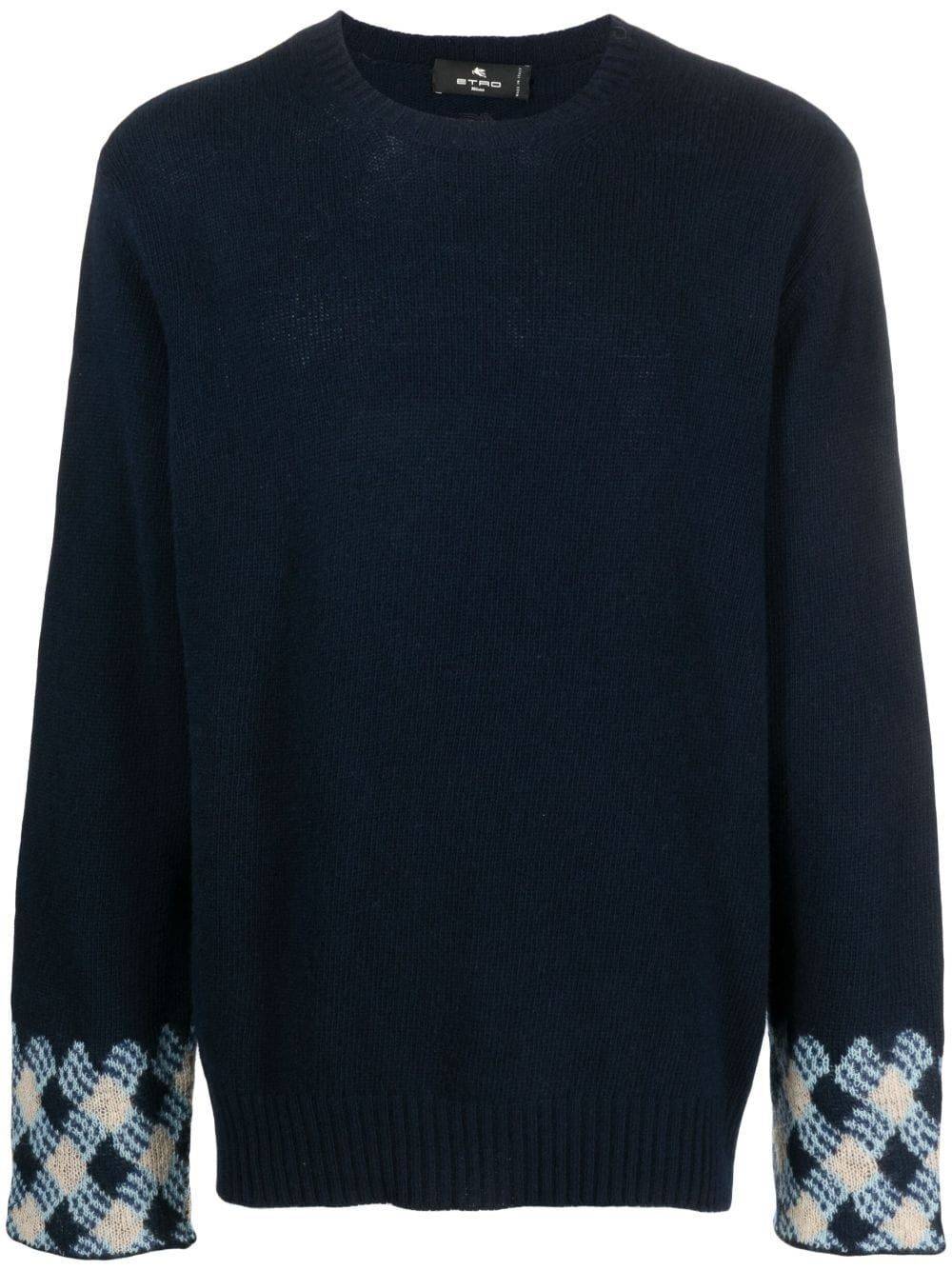 ETRO  Maglione ETRO Blu Uomo in Lana Vergine con Scollo a C