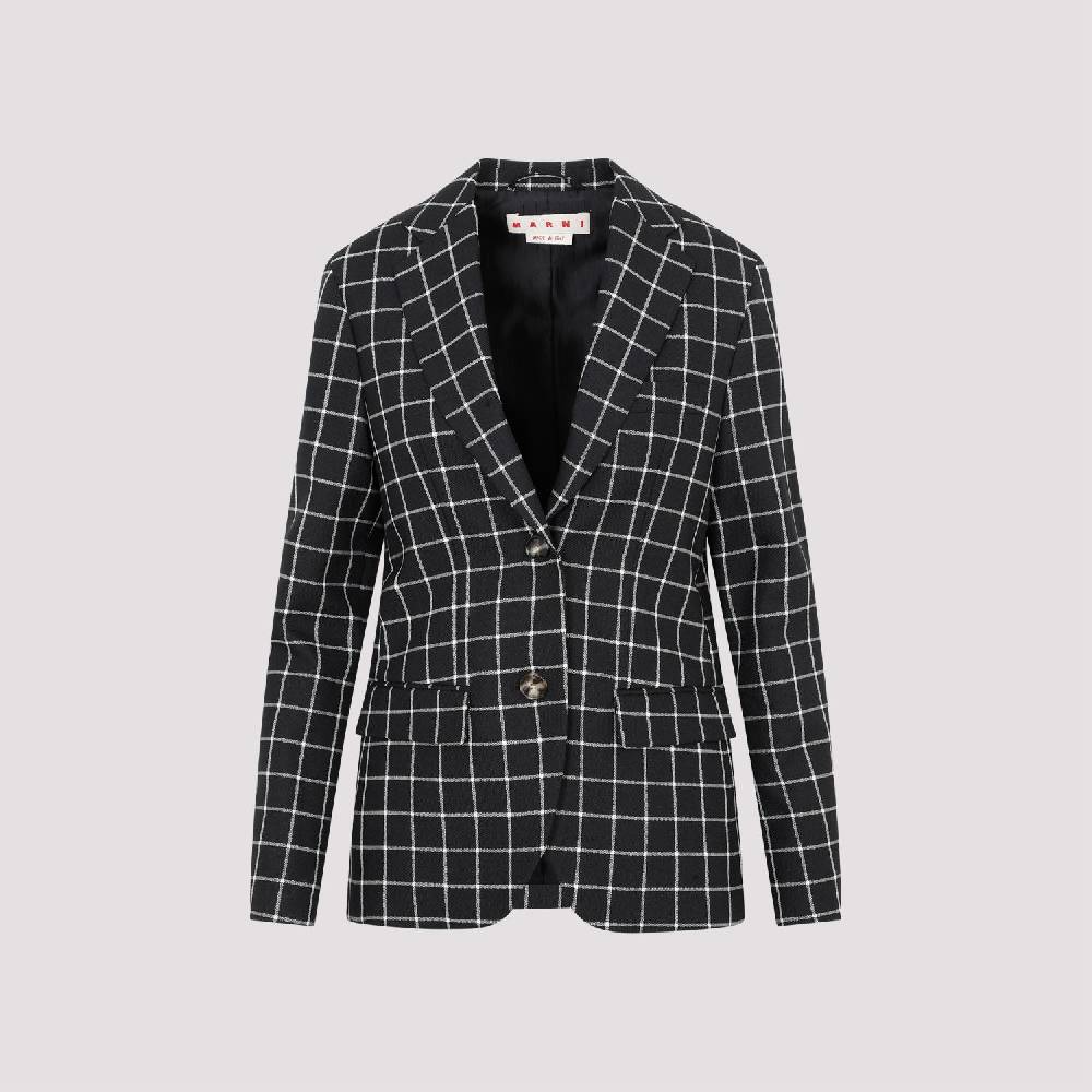 MARNI  Giacca Marni Lana Vergine A Quadri Nera