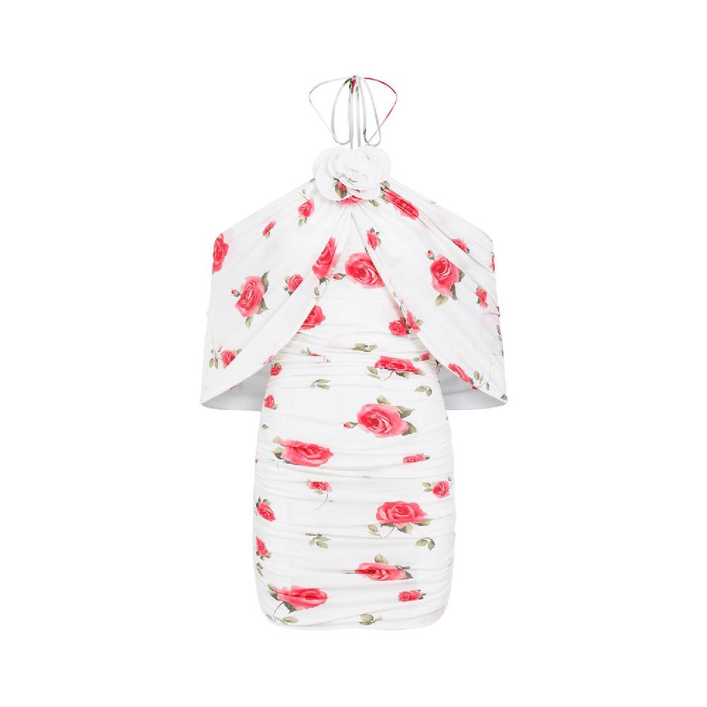 MAGDA BUTRYM  Mini Abito Bianco Crema con Rose di MAGDA BUTRYM