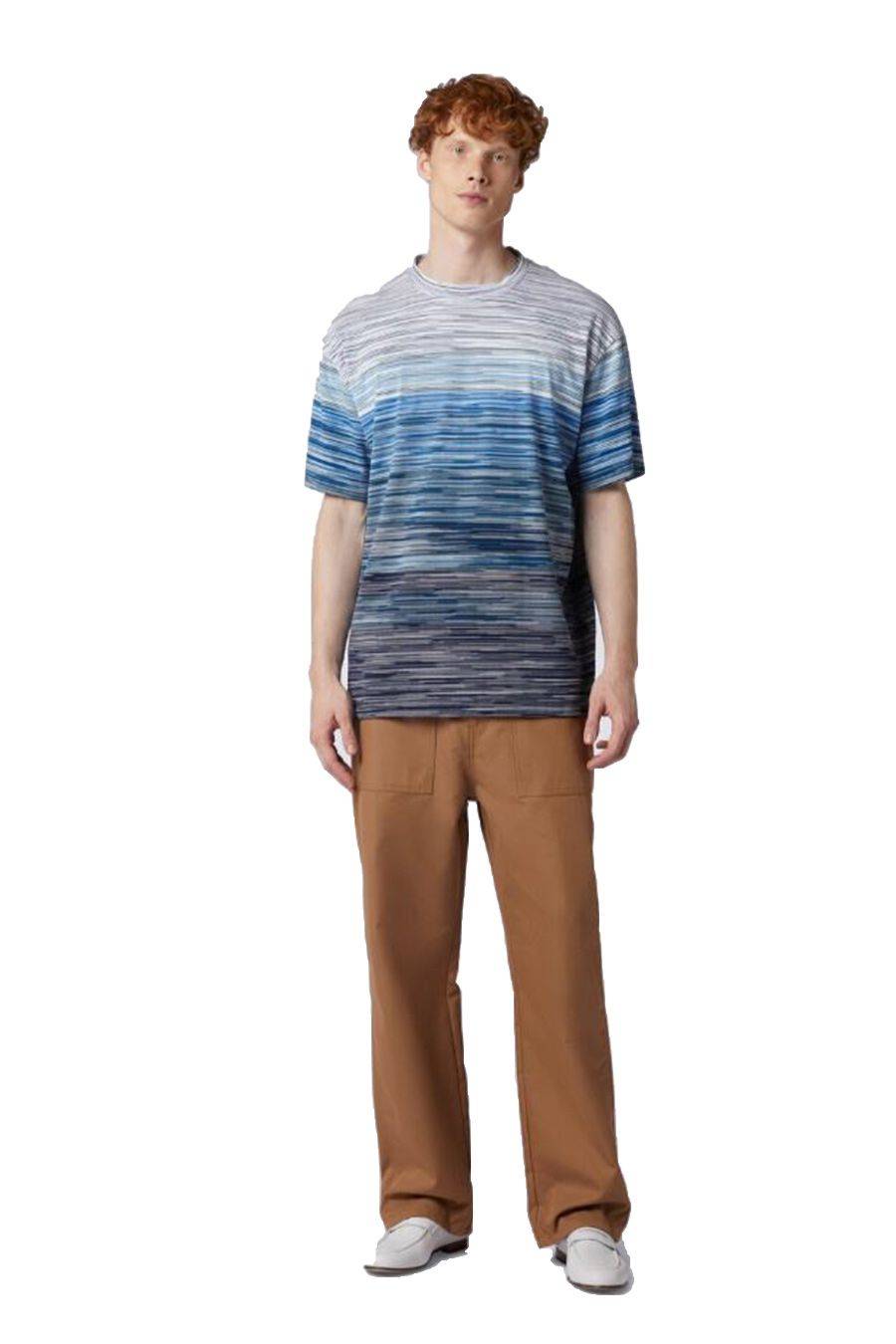 MISSONI  T-Shirt Cotone Blu Uomo Missoni