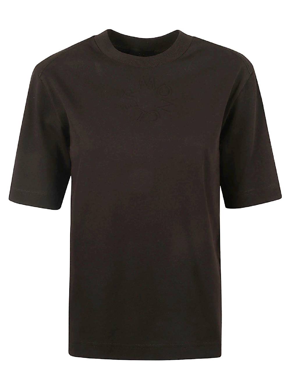 MONCLER  T-Shirt Logo Cotone Nero Moncler Donna