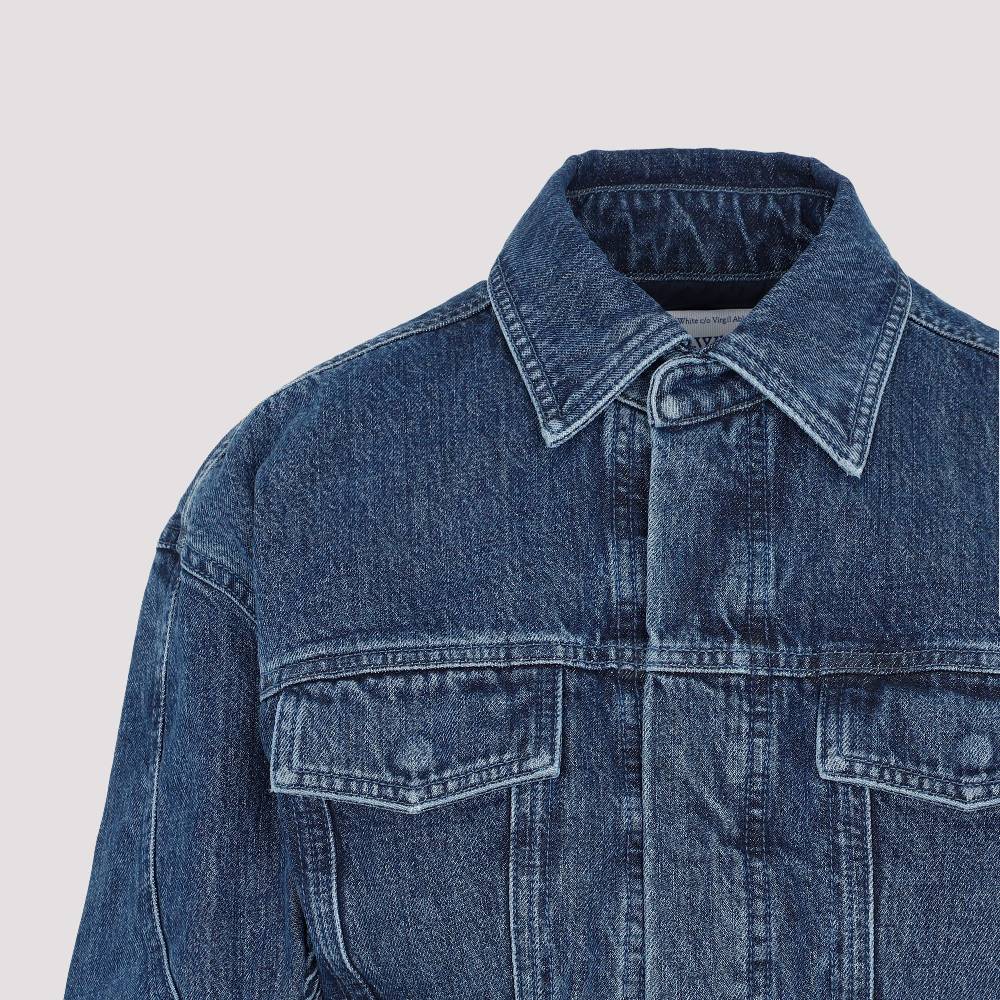 OFF-WHITE  Giacca Moto Cropped Denim Blu Off-White