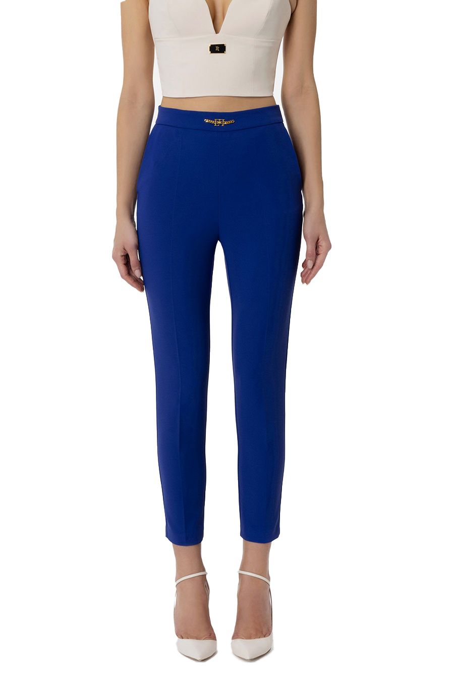 ELISABETTA FRANCHI  Pantaloni Blu Elisabetta Franchi In Poliestere Per Donna