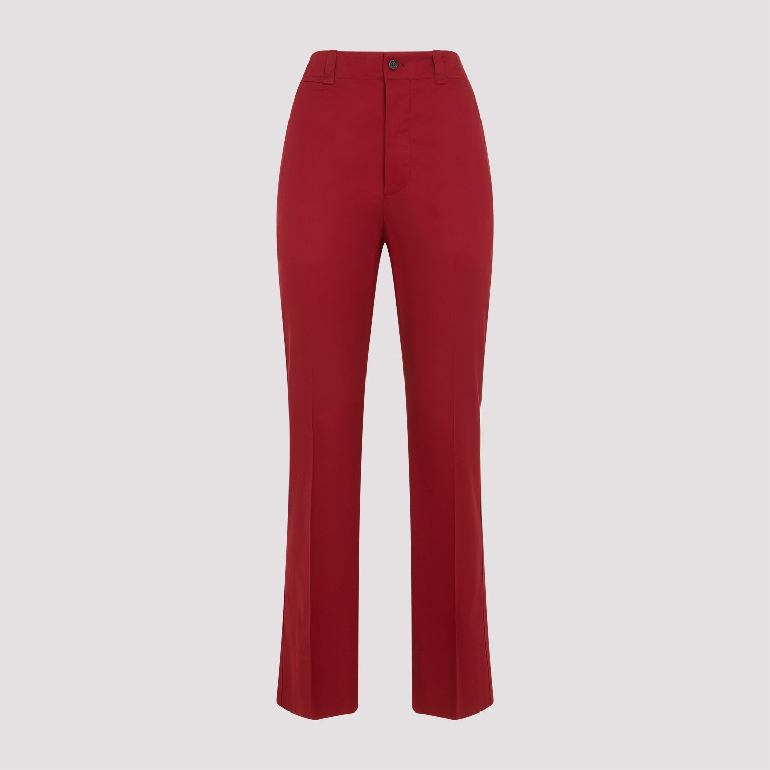 SAINT LAURENT  Pantaloni Donna Cotone Rosso A Vita Alta Saint Laurent