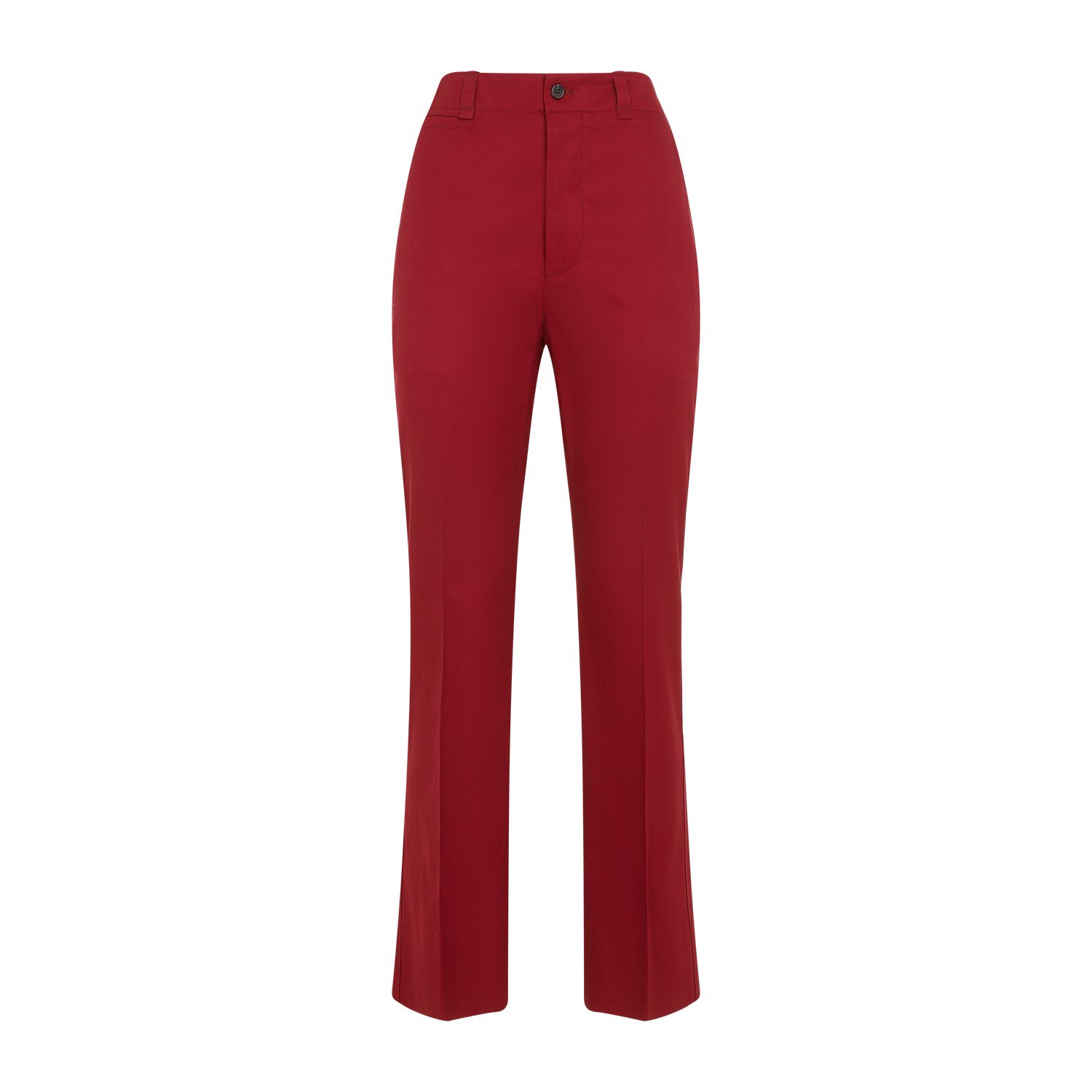SAINT LAURENT  Pantaloni Donna Cotone Rosso a Vita Alta Saint Laurent