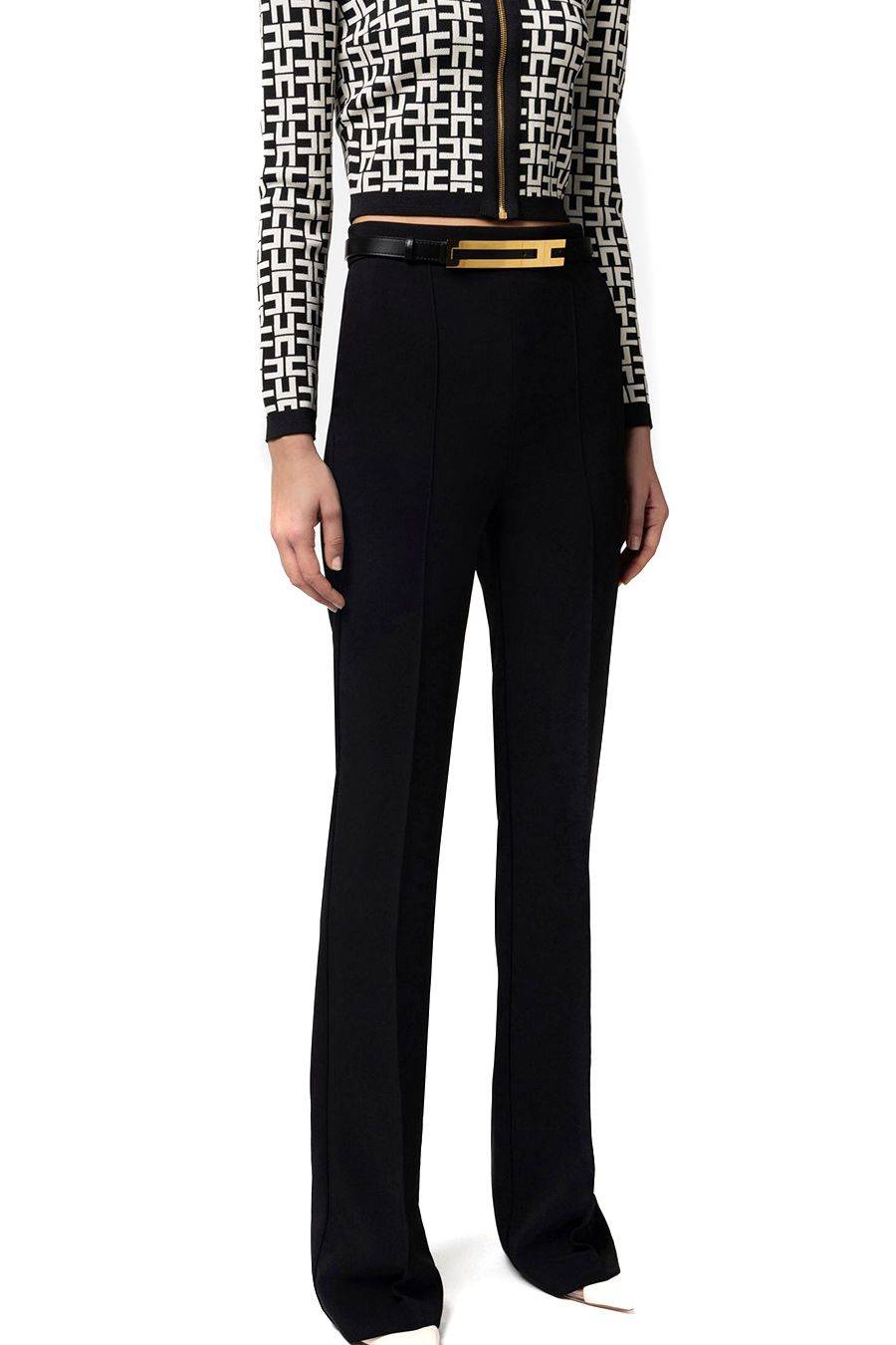 ELISABETTA FRANCHI  Pantaloni Neri Elisabetta Franchi In Tessuto Misto