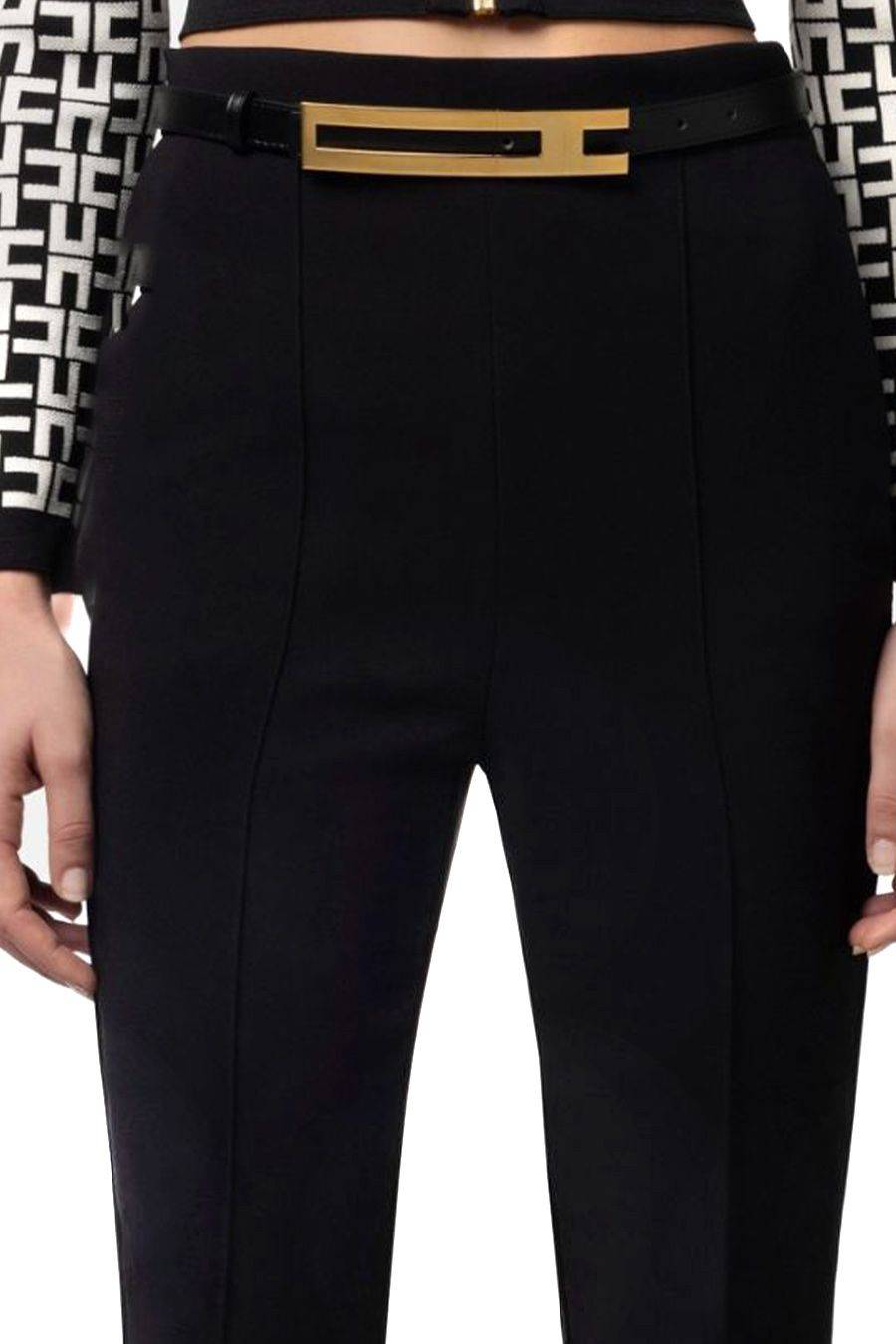 ELISABETTA FRANCHI  Pantaloni Neri Elisabetta Franchi In Tessuto Misto