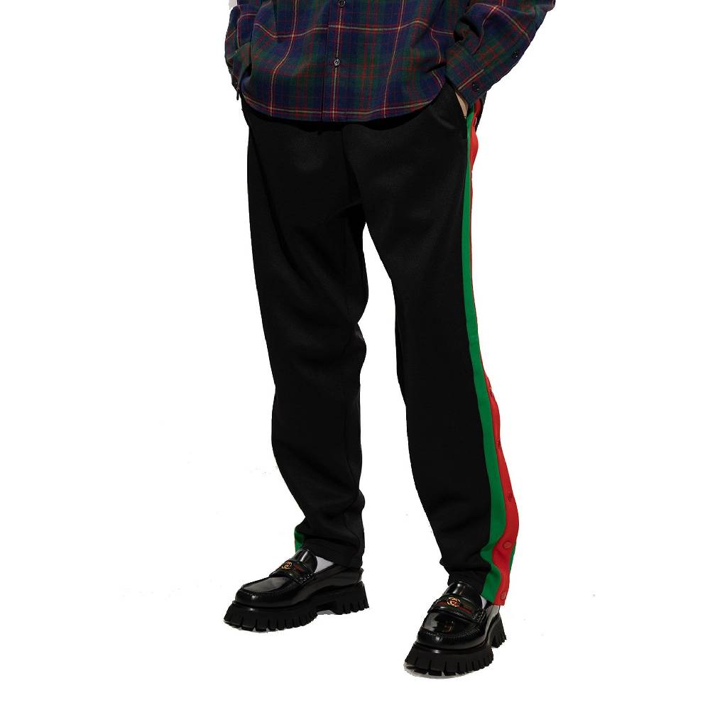 GUCCI  Pantaloni Sportivi GUCCI Neri In Neoprene Con Righe Per Uomo