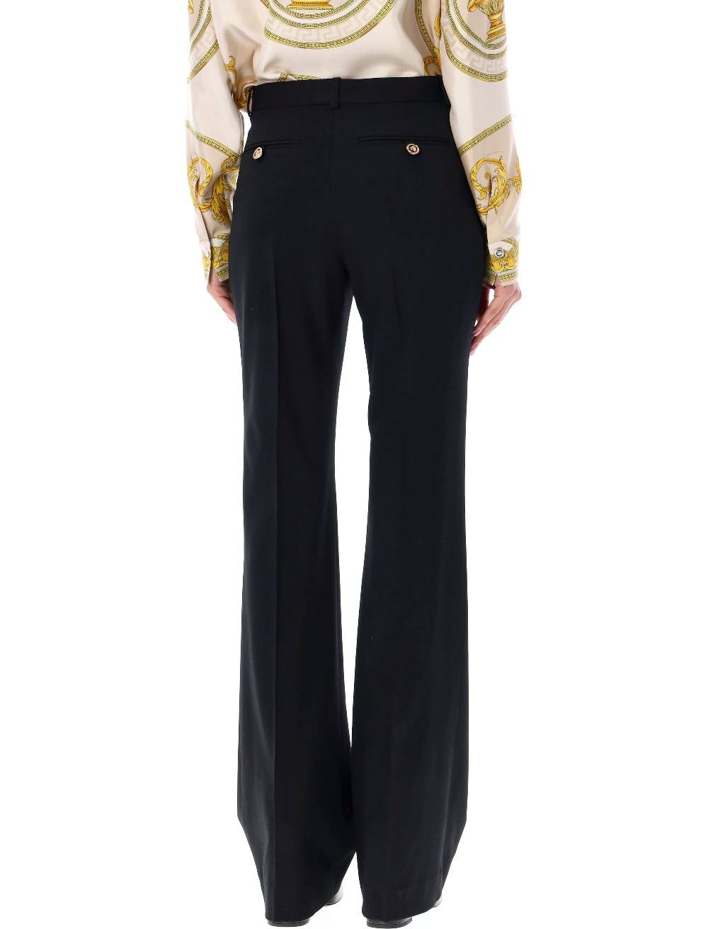 VERSACE  Pantaloni Svasati In Lana A Vita Alta Versace
