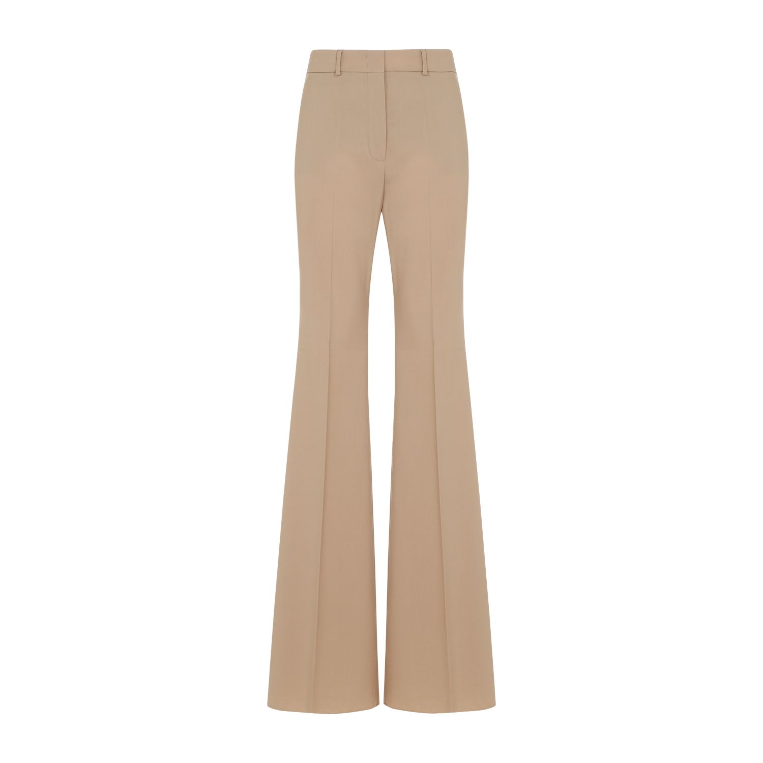 SPORTMAX  Pantaloni Svasati in Lana Vergine Beige Sportmax da Donna