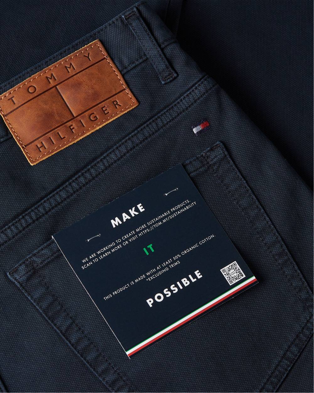 TOMMY HILFIGER  Pantaloni Uomo Blu In Cotone Elasticizzato Tommy Hilfiger