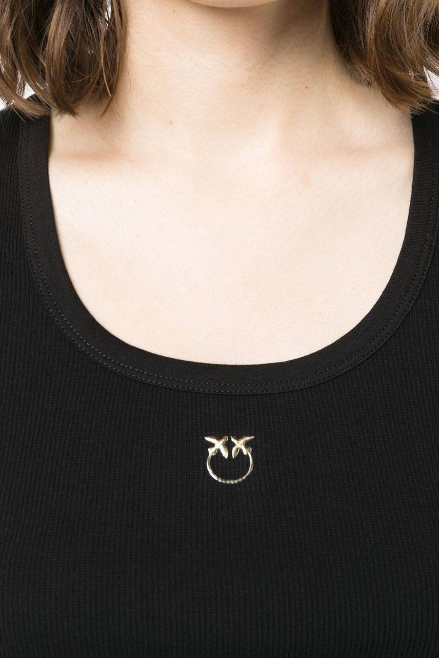 PINKO  Top Elasticizzato In Cotone Nero PINKO Donna