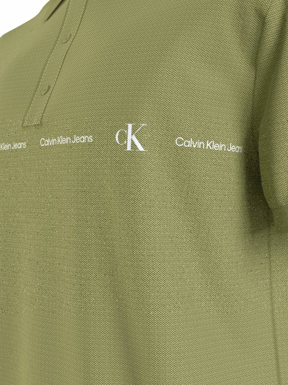 CALVIN KLEIN  Polo Da Uomo Calvin Klein In Cotone Elasticizzato Verde