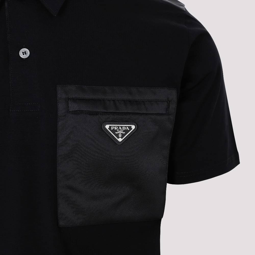 PRADA  Polo Prada In Cotone Nero - Colletto Classico & Logo