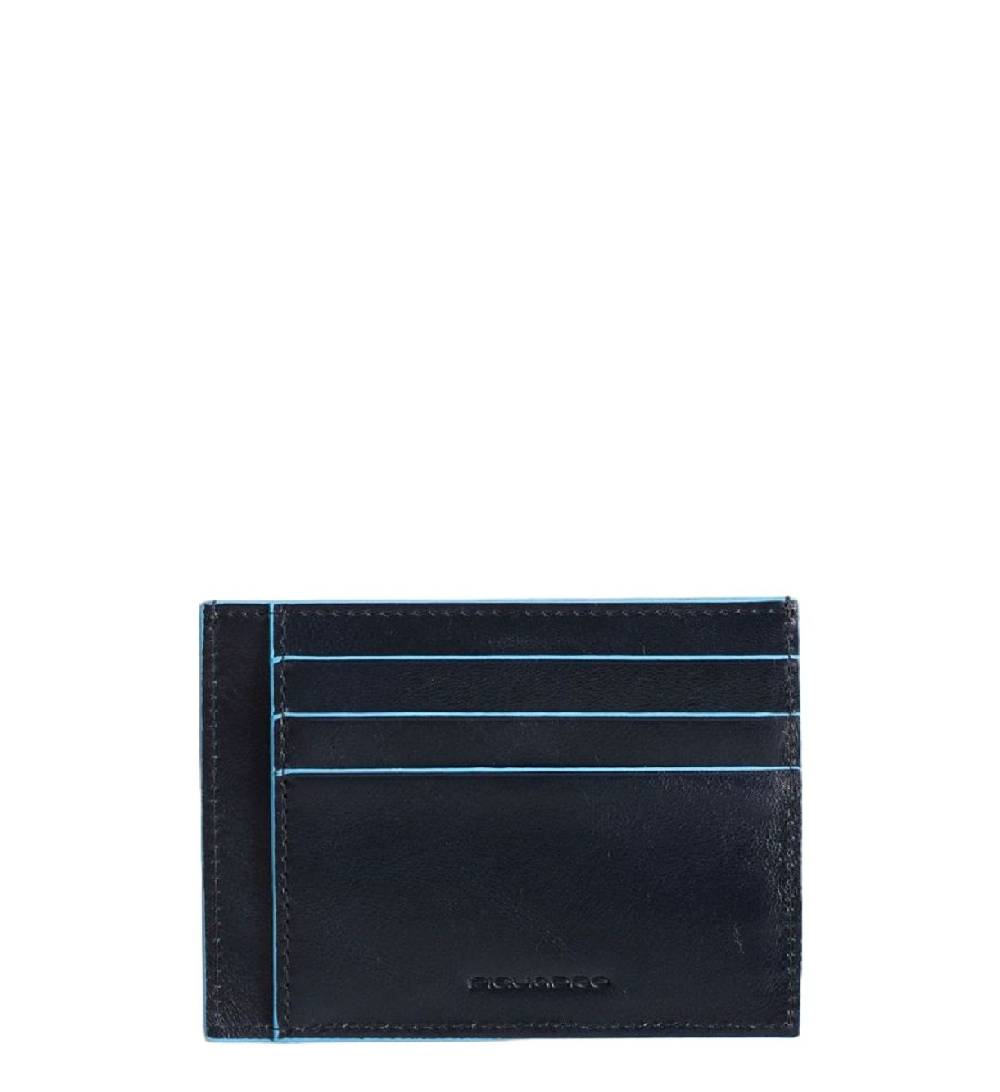 PIQUADRO  Porta Carte Di Credito In Pelle Blu RFID Piquadro