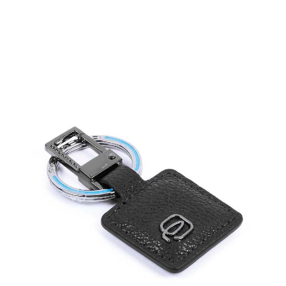 PIQUADRO  Portachiavi In Pelle Nera PIQUADRO - Accessorio Uomo Con Moschettone