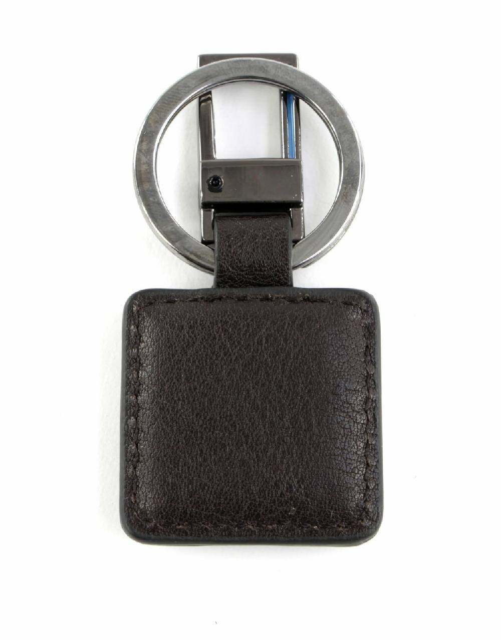 PIQUADRO  Portachiavi In Pelle Nera PIQUADRO - Accessorio Uomo Con Moschettone