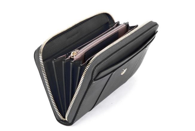 PIQUADRO  Portafoglio Donna In Pelle Nero PIQUADRO - Accessorio Elegante