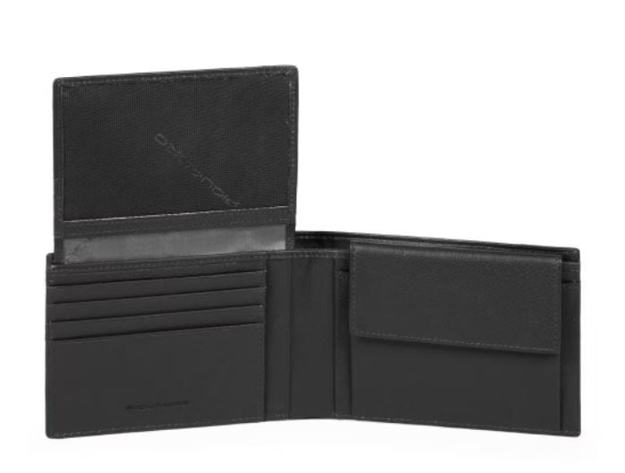 PIQUADRO  Portafoglio Piquadro In Pelle E Tessuto Nero - Accessorio Uomo