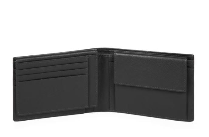 PIQUADRO  Portafoglio Piquadro In Pelle E Tessuto Nero - Accessorio Uomo