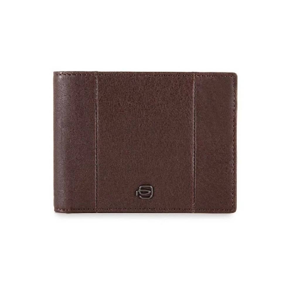 PIQUADRO  Portafoglio Piquadro Marrone Scuro in Pelle con Protezione RFID