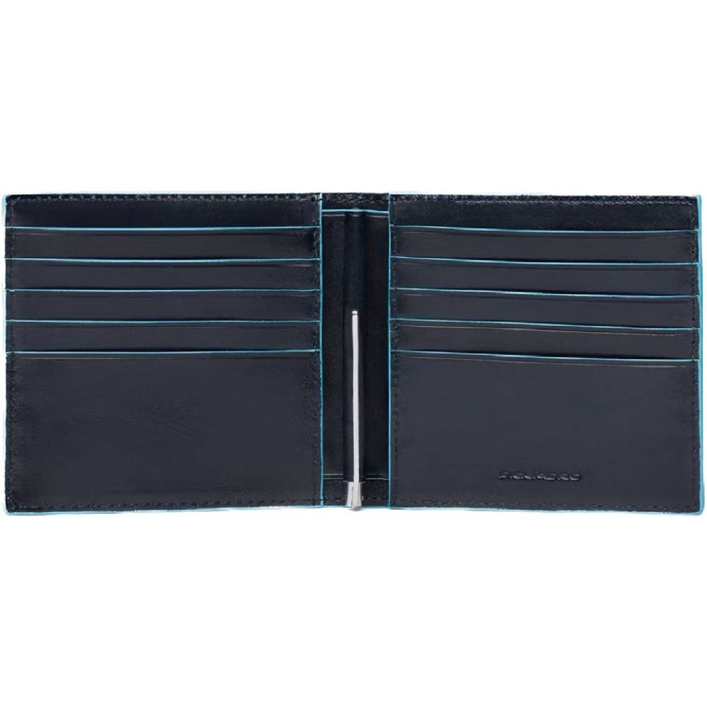 PIQUADRO  Portafoglio Uomo Piquadro In Pelle Blu - Design Sottile Con 10 Scomparti Per Carte
