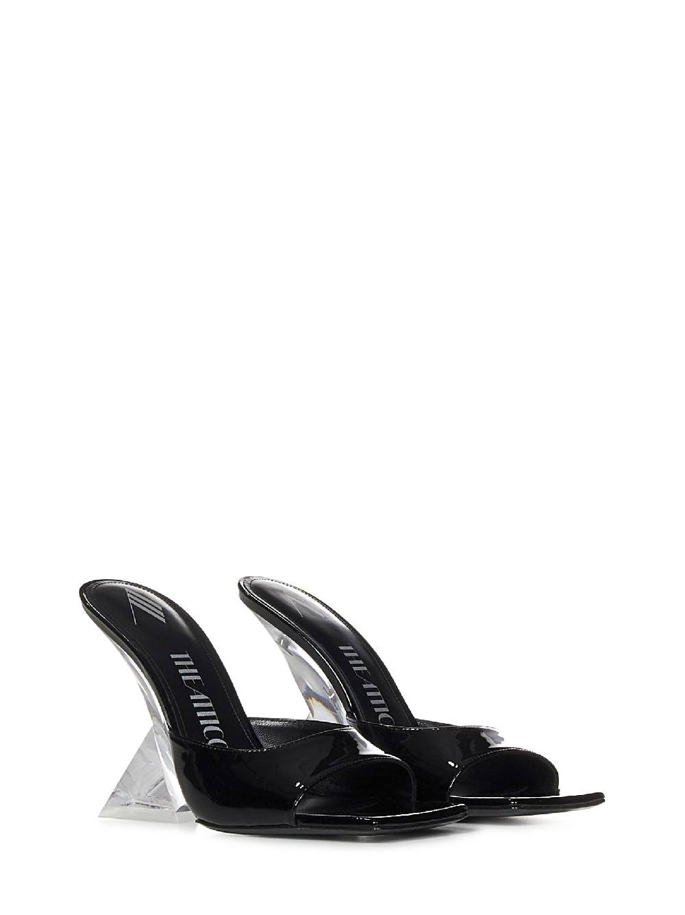 ATTICO  Sandali ATTICO Neri In Pelle - Zeppe Plexiglass Cristallo