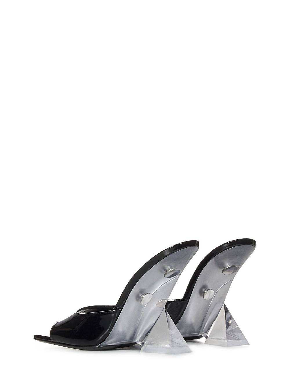 ATTICO  Sandali ATTICO Neri In Pelle - Zeppe Plexiglass Cristallo