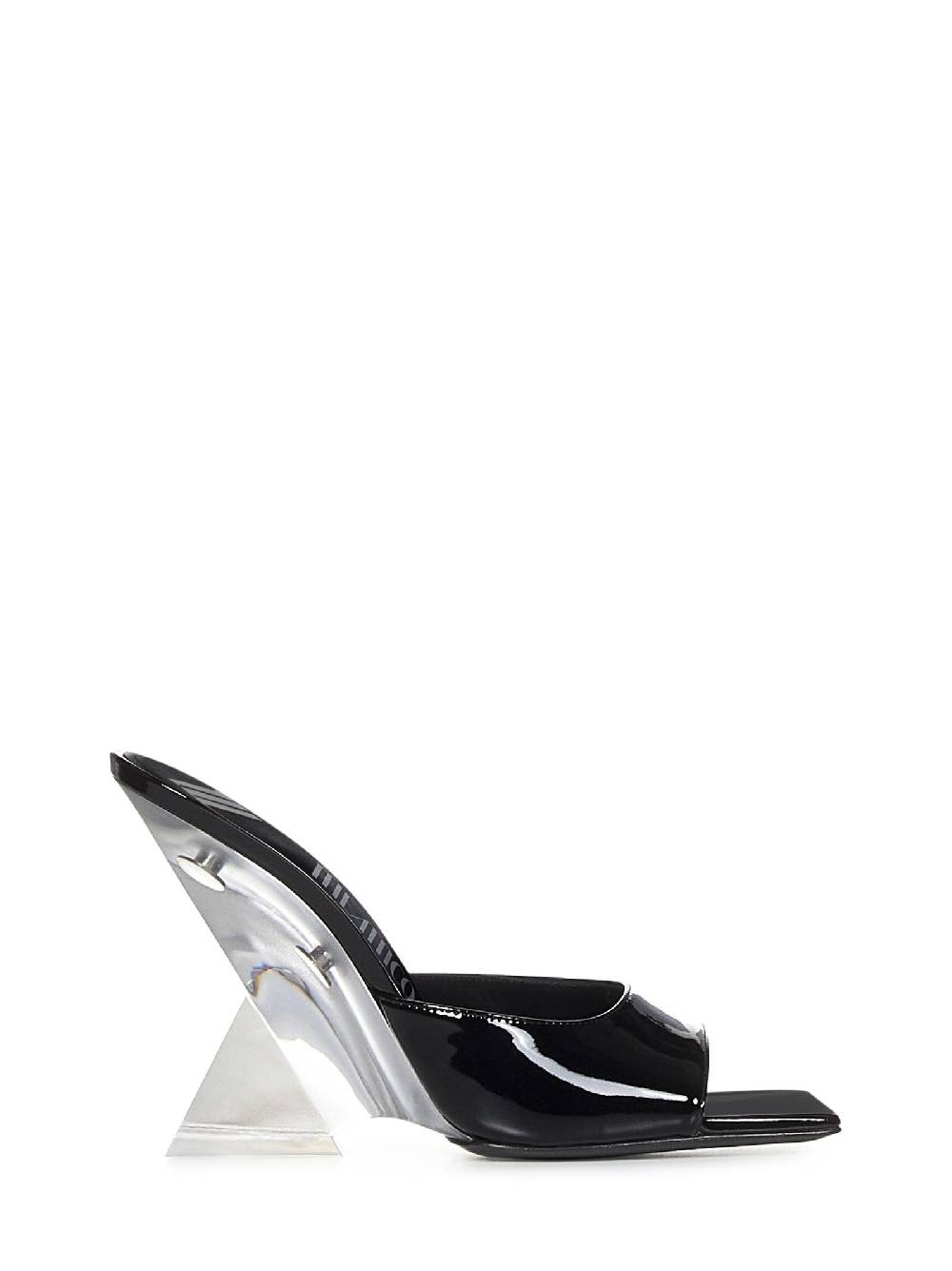 ATTICO  Sandali ATTICO Neri in Pelle - Zeppe Plexiglass Cristallo