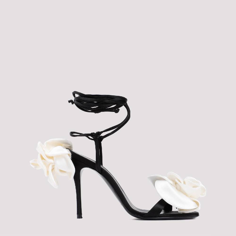 MAGDA BUTRYM  Sandali Stiletto Magda Butrym In Raso Nero Con Applicazioni Floreali