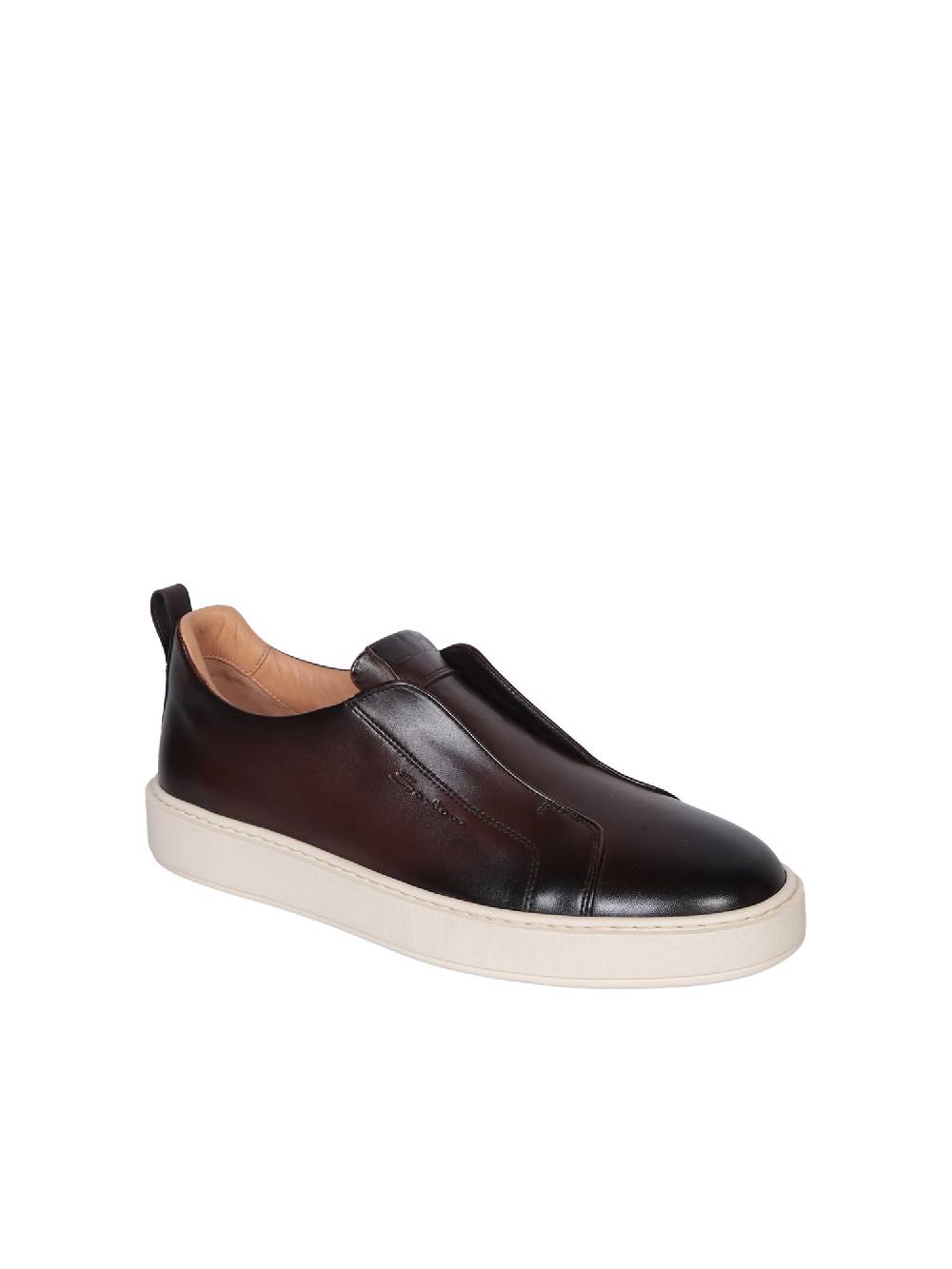 SANTONI Sneakers In Pelle Marrone Uomo SANTONI