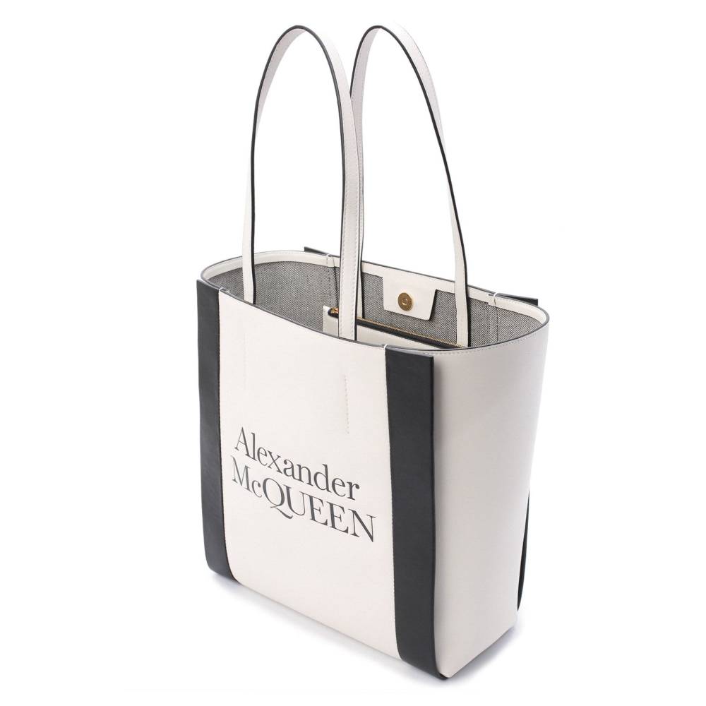 ALEXANDER MCQUEEN  Shopper Tote In Pelle Di Vitello Bianca Alexander McQueen