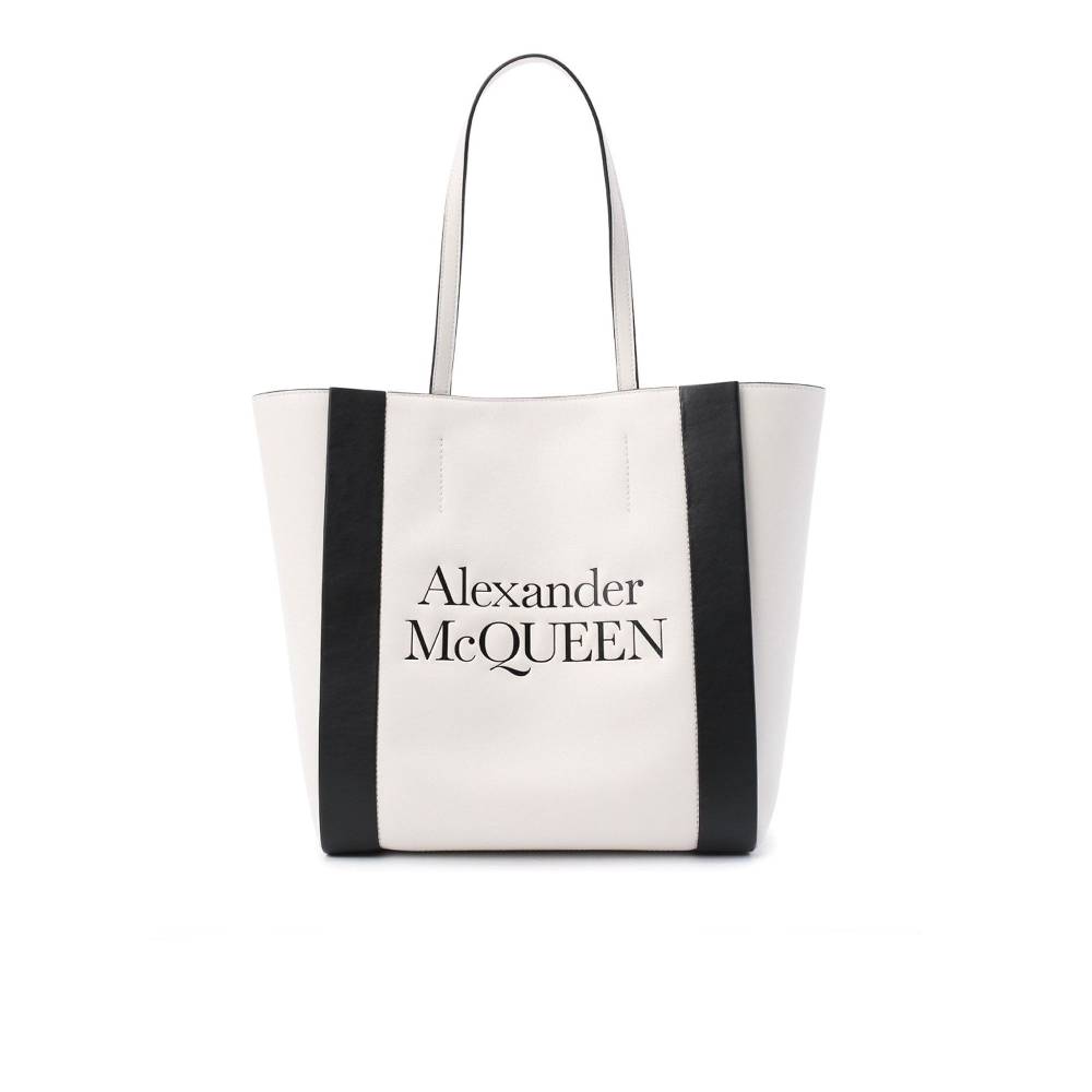 ALEXANDER MCQUEEN  Shopper Tote in Pelle di Vitello Bianca Alexander McQueen