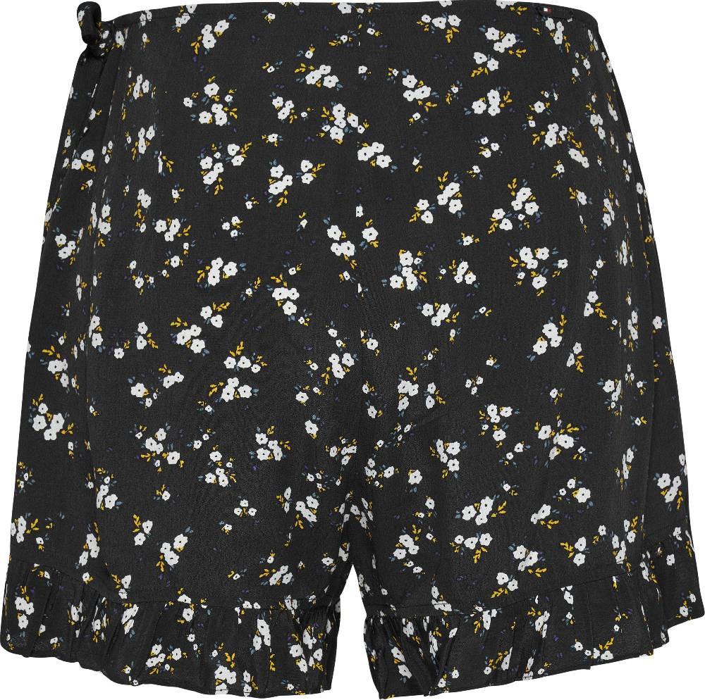 TOMMY JEANS  Shorts Avvolgenti Neri A Fiori Tommy Jeans Con Volant