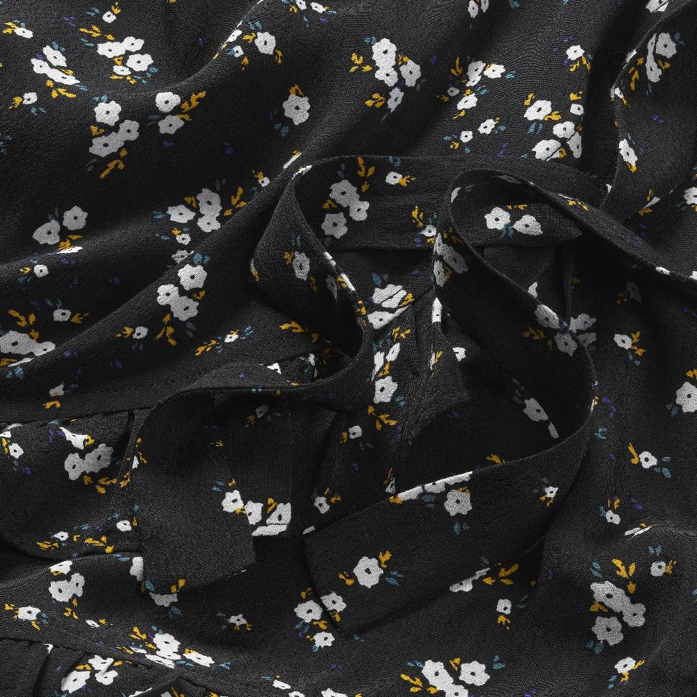 TOMMY JEANS  Shorts Avvolgenti Neri A Fiori Tommy Jeans Con Volant