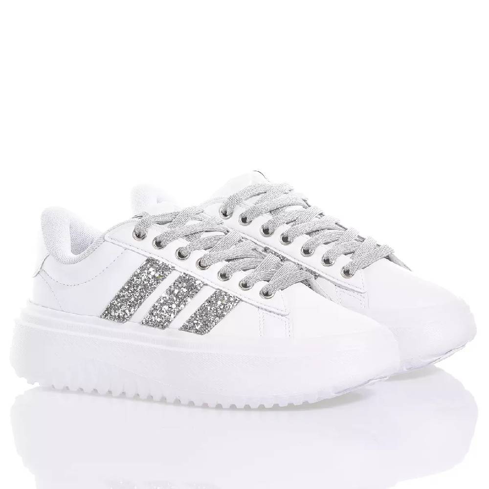 ADIDAS  Sneakers Adidas Da Donna Piattaforma Bianco Argento In Eco-Pelle