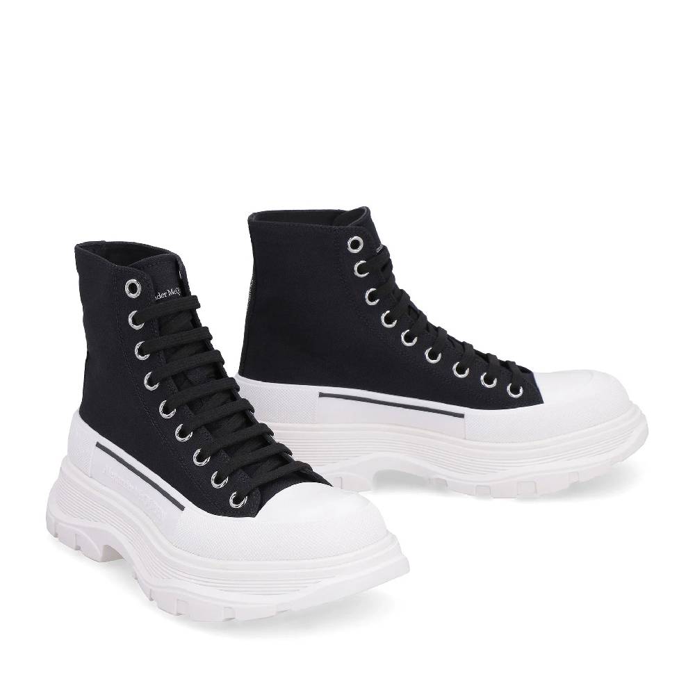 ALEXANDER MCQUEEN  Sneakers Alte In Tela Nere Alexander McQueen Treadslick