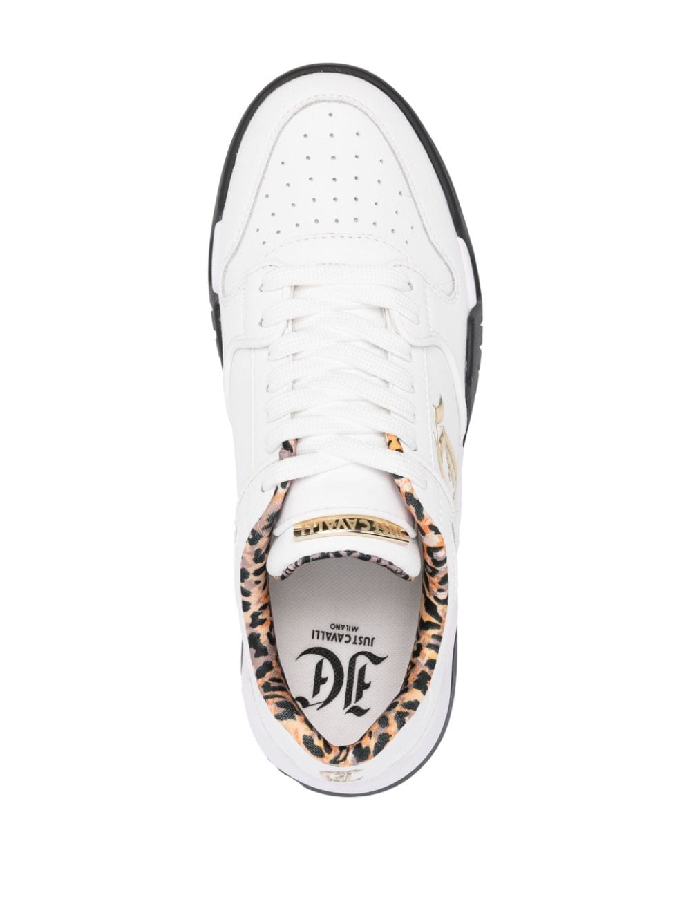 JUST CAVALLI  Sneakers Bianche Donna Just Cavalli - Pelle E Tessuto Alla Moda