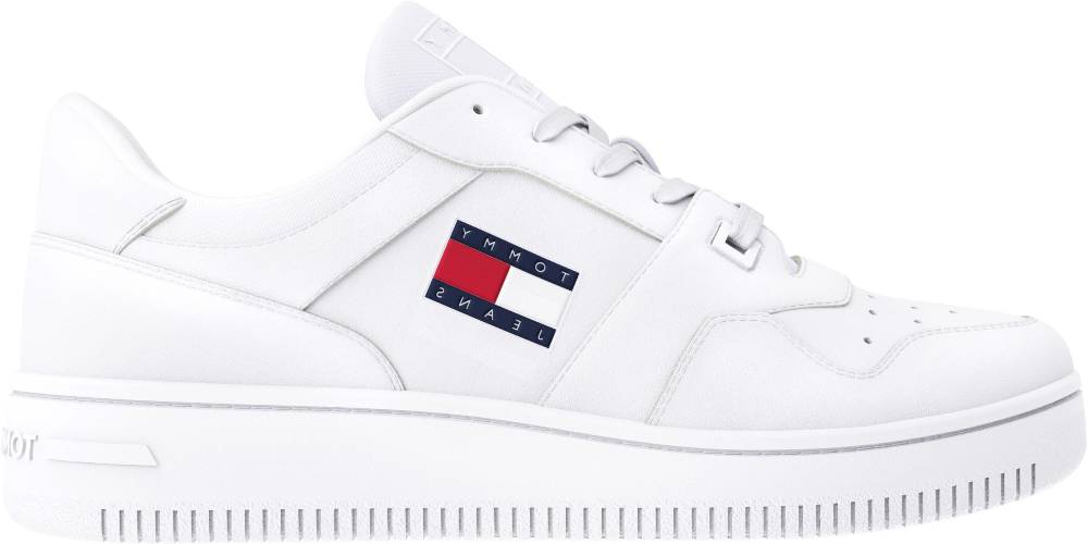 TOMMY JEANS  Sneakers da Basket Retrò in Pelle da Uomo Tommy Jeans - Bianche