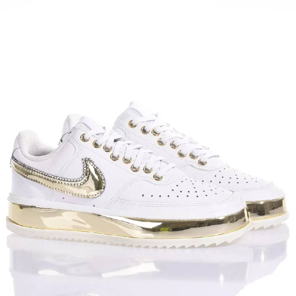 NIKE  Sneakers Nike Court Vision In Bianco Oro - Eco-Pelle