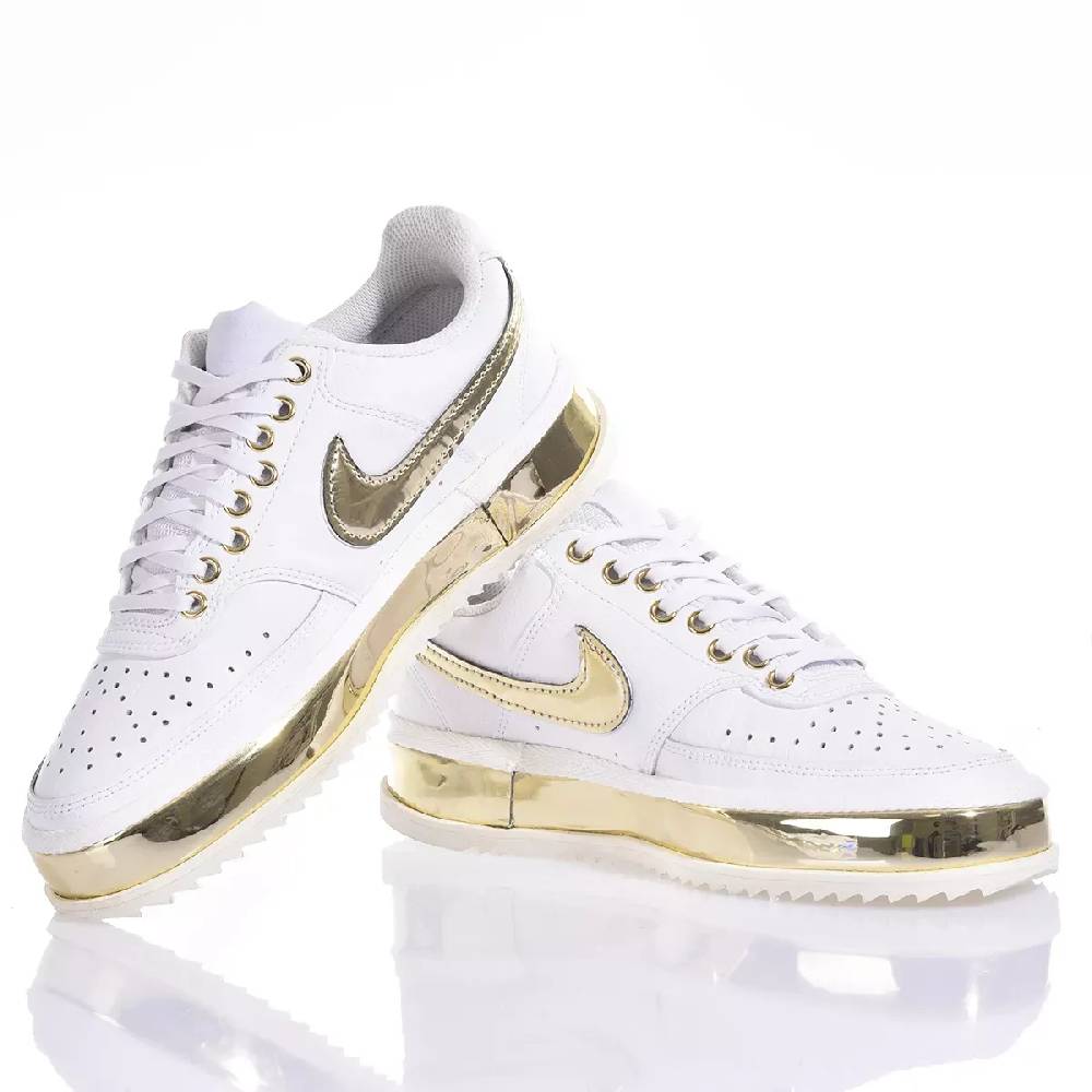 NIKE  Sneakers Nike Court Vision In Bianco Oro - Eco-Pelle
